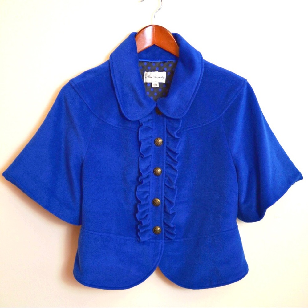 Retro Royal Blue Socialite Mod Cape cropped